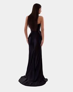 Style AD5101 Albina Dyla Black Size 0 Corset Jewelled Sequined Side slit Dress on Queenly