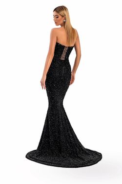 Style AD4007 Albina Dyla Black Size 4 Sequined Pageant Floor Length Jewelled Straight Dress on Queenly