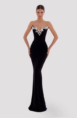 Style AD5015 Albina Dyla Black Tie Size 4 Ad5015 Tall Height Straight Dress on Queenly