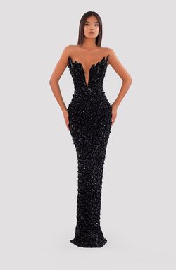 Style AD5043 Albina Dyla Black Tie Size 4 Floor Length Straight Dress on Queenly