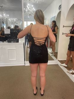 Sherri Hill Black Size 6 Euphoria Midi Cocktail Dress on Queenly