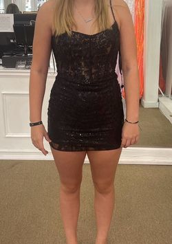 Sherri Hill Black Size 6 Euphoria Midi Cocktail Dress on Queenly