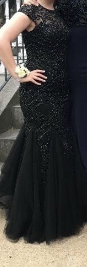 Sherri Hill Black Tie Size 8 Sequin Military Jewelled Mermaid Dress on Queenly