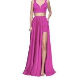 La Femme Pink Size 4 Two Piece Prom Mini V Neck Train Dress on Queenly