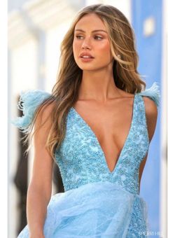 Sherri Hill Blue Size 2 Floor Length Pageant Side slit Dress on Queenly