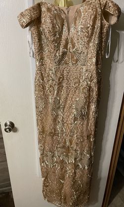 Panoply Gold Size 14 Prom Plus Size Mermaid Dress on Queenly