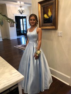 Sherri Hill Light Blue Size 0 Black Tie Tall Height Medium Height Prom Ball gown on Queenly