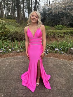 Jessica Angel Pink Size 0 Barbiecore Prom Jewelled Side slit Dress on Queenly