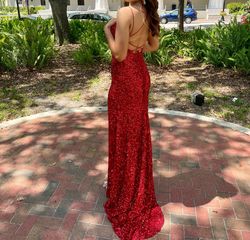 Sherri Hill Red Size 0 Black Tie Free Shipping Prom Side slit Dress on Queenly