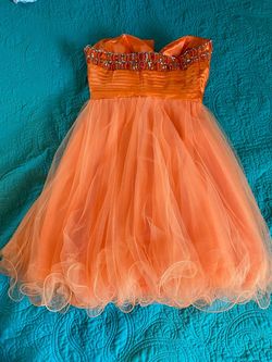 Terani Couture Orange Size 0 Midi Homecoming Cocktail Dress on Queenly