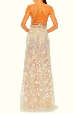 Mac Duggal Nude Size 10 Spaghetti Strap Backless V Neck Sequin A-line Dress on Queenly