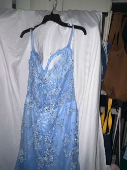 Camille La Vie Light Blue Size 14 Corset Prom Plus Size Mermaid Dress on Queenly