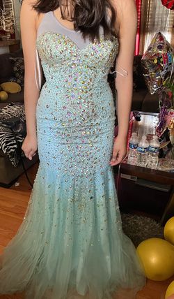 Terani Couture Blue Size 6 Sweetheart Strapless Pageant Mermaid Dress on Queenly