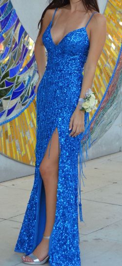 Sherri Hill Blue Size 2 Medium Height Prom Straight Dress on Queenly