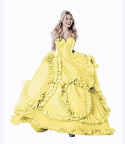 Sherri Hill Yellow Size 6 Strapless Pageant Ball gown on Queenly