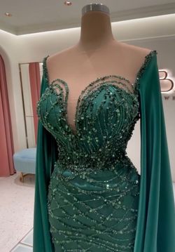 Baron weddind dress Green Size 6 Floor Length Bridal Shower A-line Dress on Queenly