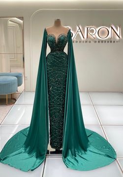 Baron weddind dress Green Size 6 Floor Length Bridal Shower A-line Dress on Queenly
