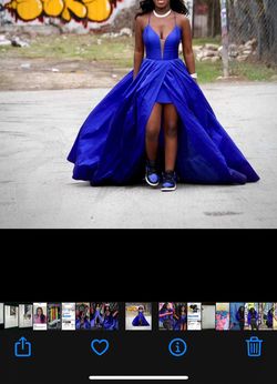 Tarik Ediz Blue Size 4 Floor Length Homecoming 50 Off Prom Train Dress on Queenly