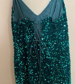 Lavetir Green Size 12 Sequin Military Plus Size Prom Straight Dress on Queenly