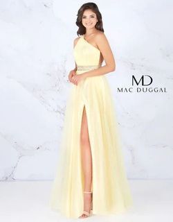 Mac Duggal Yellow Size 2 Floor Length Black Tie Side slit Dress on Queenly