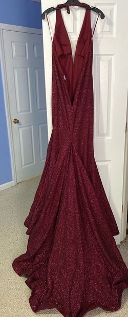 Jovani Red Size 6 Plunge Pageant Train Dress on Queenly