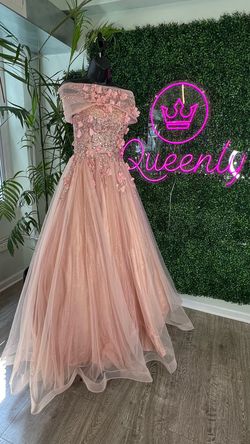 Cinderella Divine Light Pink Size 6 Lace Prom Jewelled Ball gown on Queenly