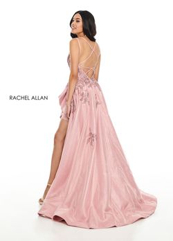 Style 7051 Rachel Allan Pink Size 4 Pageant Plunge Side slit Dress on Queenly