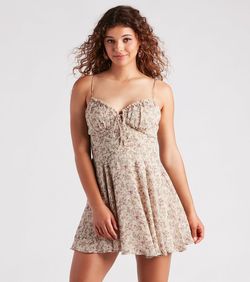 Style 05102-4939 Windsor Nude Size 12 Summer Flare Graduation Cocktail Dress on Queenly