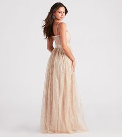 Style 05002-4050 Windsor Nude Size 8 Tulle Corset Jersey Straight Dress on Queenly