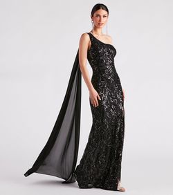 Style 05002-3490 Windsor Black Tie Size 12 Tall Height Homecoming Side slit Dress on Queenly