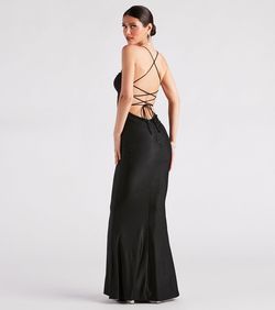 Style 05002-7102 Windsor Black Size 4 Backless Tall Height Sweetheart Prom Keyhole Mermaid Dress on Queenly