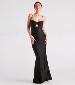 Style 05002-7102 Windsor Black Size 4 Backless Tall Height Sweetheart Prom Keyhole Mermaid Dress on Queenly