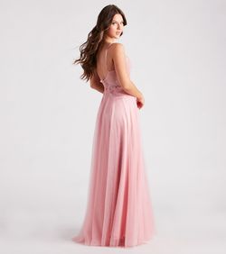 Style 05002-6911 Windsor Pink Size 8 Sequined Floor Length Ball Gown Straight Dress on Queenly