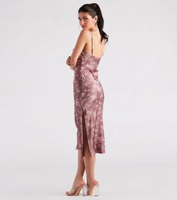Style 05102-4985 Windsor Purple Size 16 Silk Wedding Guest Satin Side slit Dress on Queenly