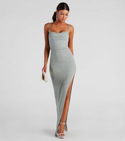 Style 05002-1717 Windsor Green Size 12 Euphoria Mini Tall Height Bridesmaid Plus Size Side slit Dress on Queenly