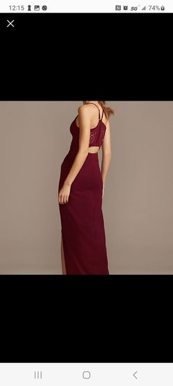 EMERALD SUNDAE Red Size 12 Plus Size Plunge Side slit Dress on Queenly