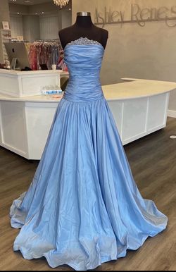Style 44452 Sherri Hill Couture Light Blue Size 4 Sequin Black Tie Ball gown on Queenly