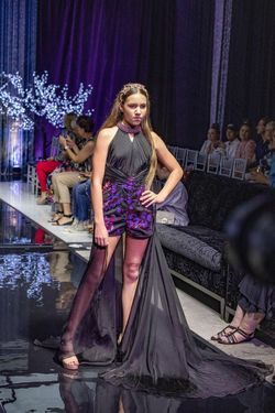 Style MULTI Belle Le Chic Black Size 6 Floor Length Sequin Jumpsuit Dress on Queenly