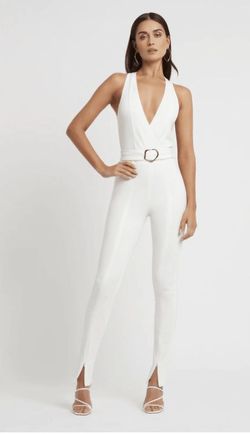 Style MARTINA Belle Le Chic White Size 10 Tall Height Bridal Shower Jumpsuit Dress on Queenly