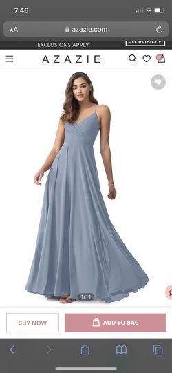 Azazie Blue Size 4 Bridesmaid Prom A-line Dress on Queenly