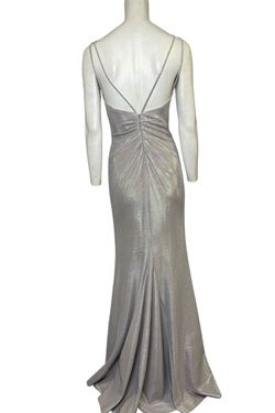 Style 10257 Faviana Silver Size 0 Spaghetti Strap Black Tie Side slit Dress on Queenly