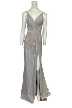Style 10257 Faviana Silver Size 0 Spaghetti Strap Black Tie Side slit Dress on Queenly