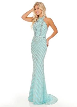 Style 70057 Rachel Allan Blue Size 4 Floor Length Straight Dress on Queenly