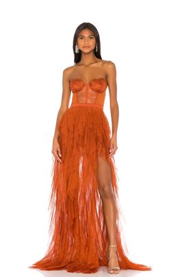 For Love and Lemons Orange Size 0 Military Floor Length Straight Dress on Queenly