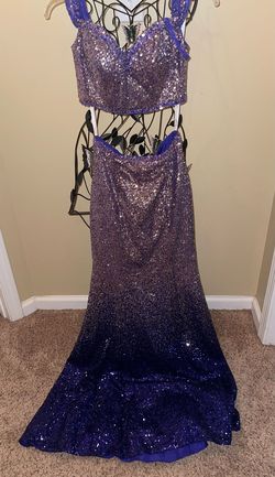 Ellie Wilde Purple Size 2 Black Tie Prom Straight Dress on Queenly