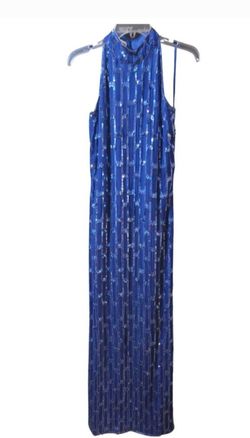 Scala Blue Size 14 Sequined Black Tie Homecoming Floor Length Straight Dress on Queenly