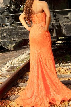 Ava Presley Orange Size 2 Pageant Prom Side slit Dress on Queenly