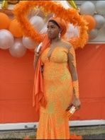 Custom Orange Size 14 Prom Black Tie Mermaid Dress on Queenly