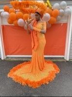 Custom Orange Size 14 Plus Size Prom Mermaid Dress on Queenly