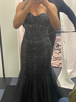 Amelia Couture Black Size 2 Floor Length Corset Mermaid Dress on Queenly